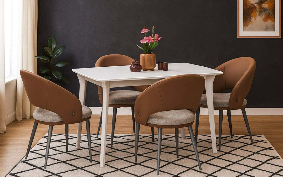 Genting Glass 4 Seater Dining Table Set with Chairs