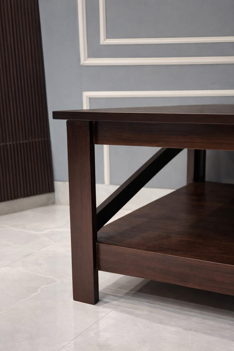Square Two-Tier Coffee Tables with Storage,Coffee Table for Living Room, Center Table Coffee Table for Home ,Wood Living Room Table