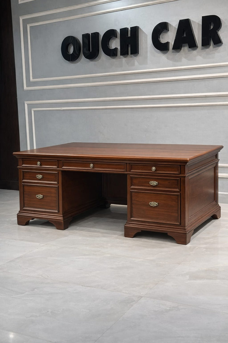 Classic Wooden Executive Office Table with Storage Drawers | Premium Work Desk
