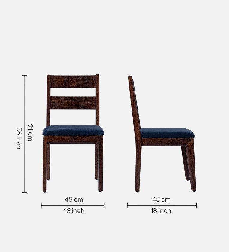 Solid Wood 4 Seater Dining Set in Brown & Blue Finish