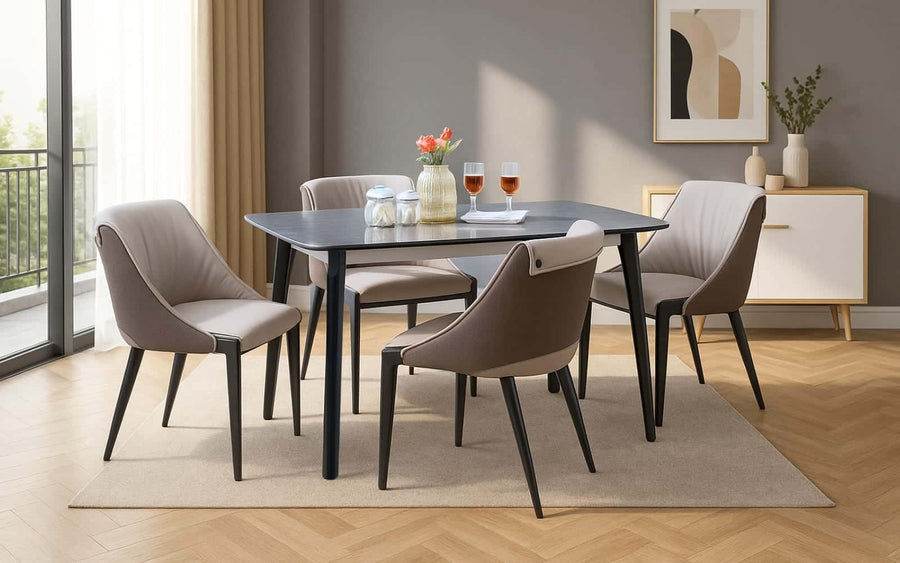 Penang Sintered Top 4 Seater Dining Table Set with Chairs