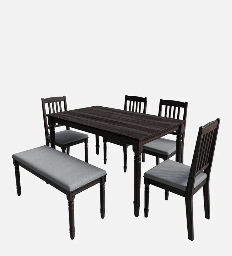 Sheesham Wood 6 Seater Dining Set In Vintage Dark Finish