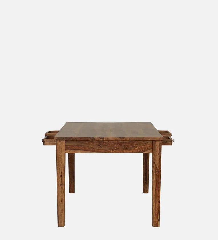 Sheesham Wood 6 Seater Dining Set In Rustic Teak Finish With Drawer