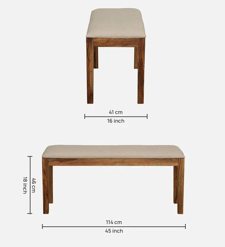 Sheesham Wood 6 Seater Dining Set In Rustic Teak Finish With Bench