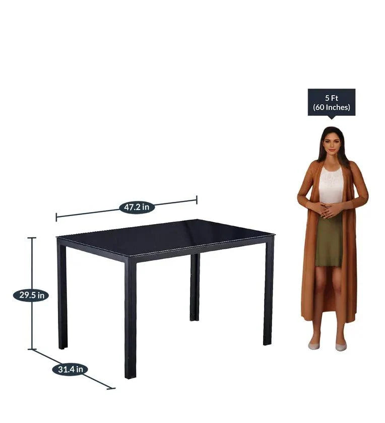 4 Seater Dining Set in Black Colour