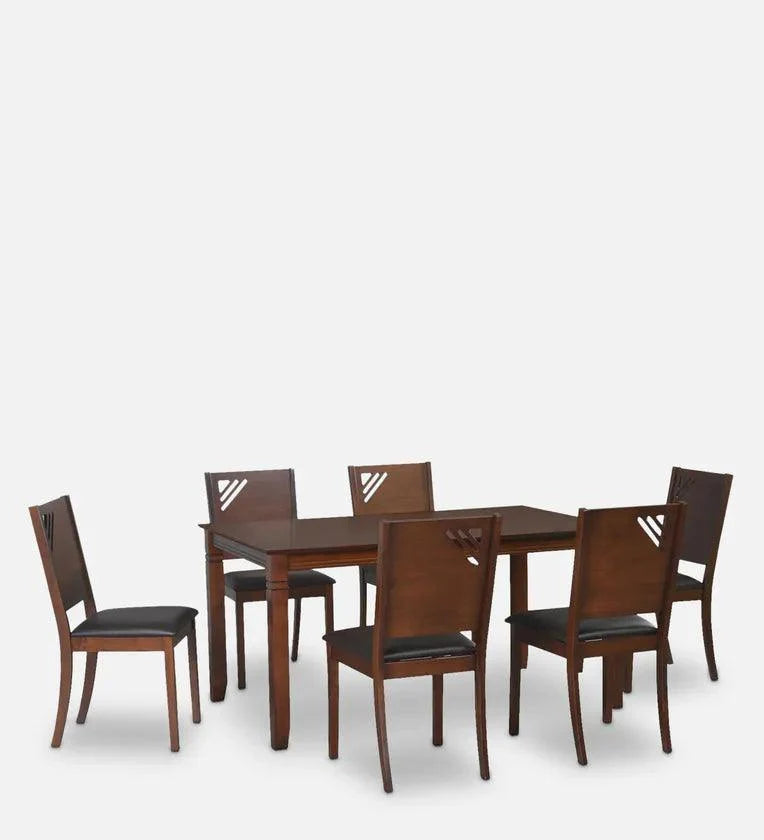 6 Seater Dining Set in Walnut Finish