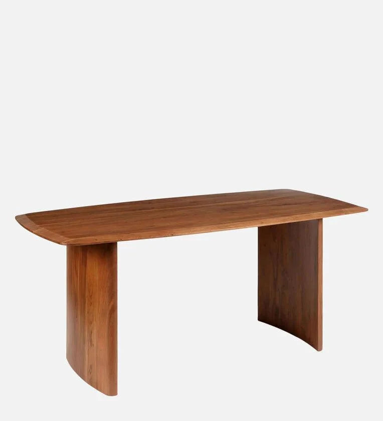 Solid Wood 6 Seater Dining Set In Walnut Finish