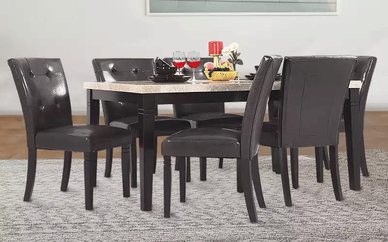 New York American Marble 6 Seater Dining Table Set