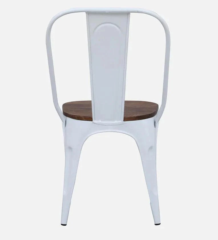 Metal 6 Seater Dining Set In Scratch Resistant White Colour With Bench