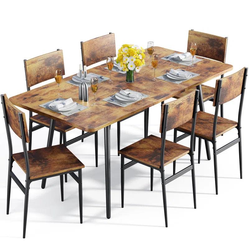 6 seater Versatile Extendable Dining Set: Space-Saving Design for Stylish Gatherings