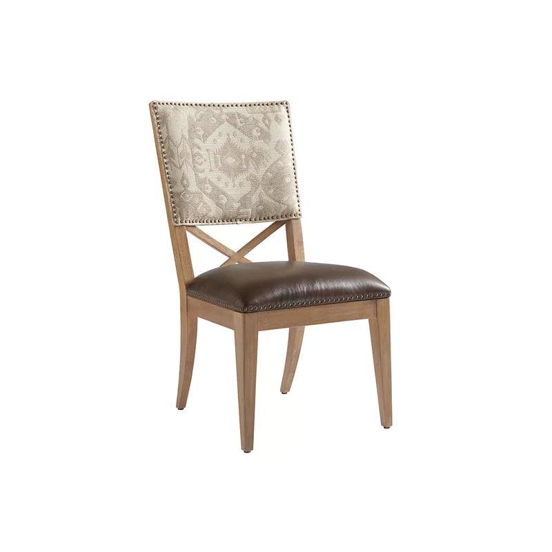 6 seater Pedestal Dining Set with Natural Wood Grain & Cream-Colored Finish