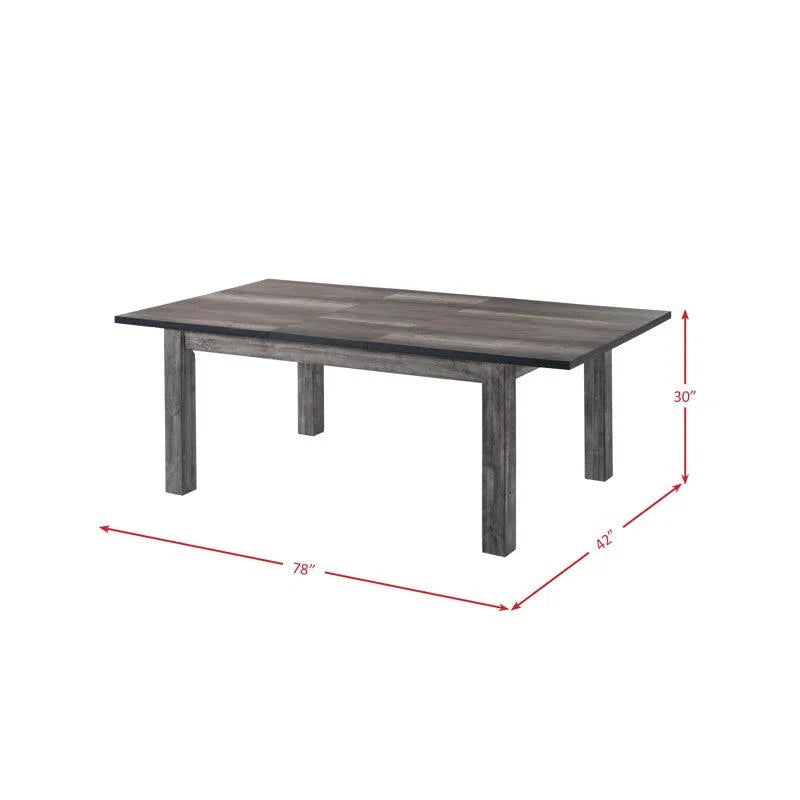 6 Seater Dining Set with Distressed Gray Oak Finish & Solid Rubberwood Construction