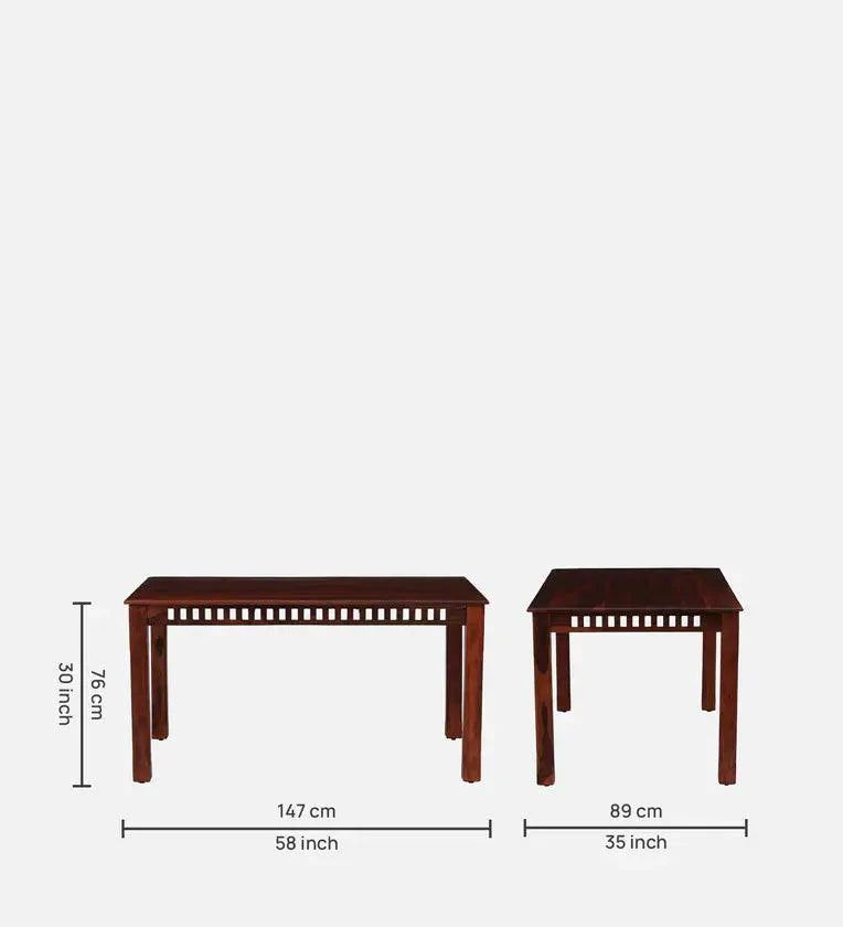 Sheesham Wood 6 Seater Dining Set In Scratch Resistant Honey Oak Finish With Bench