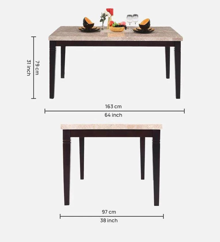Marble 6 Seater Dining Set in Black Colour