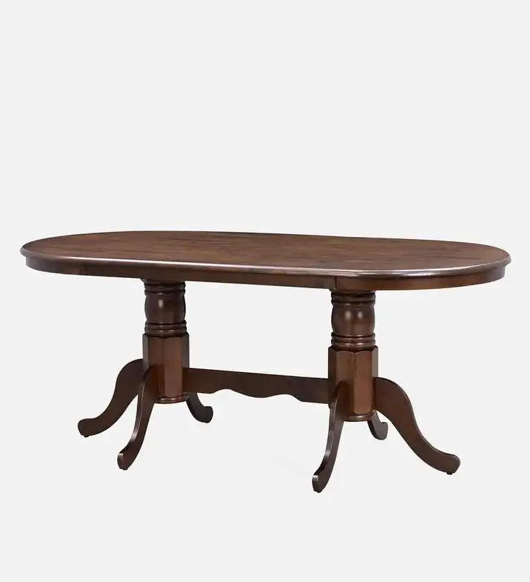 Solid Wood 6 Seater Dining Set in Brown Colour