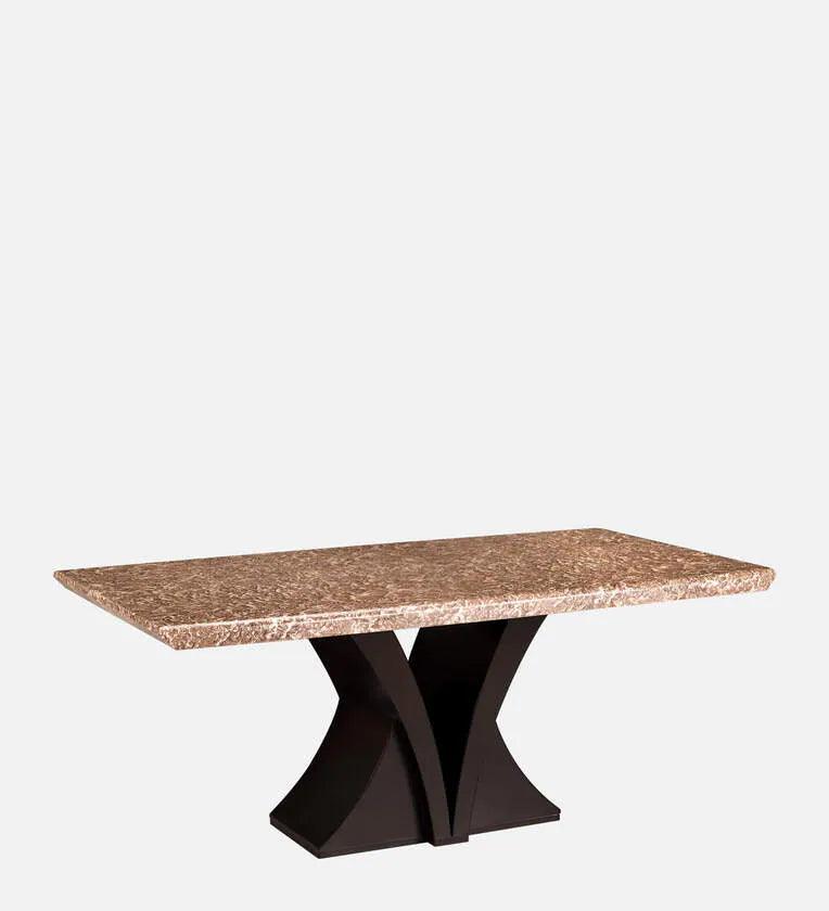 Marble 6 Seater Dining Sets In Brown & Gold Finish