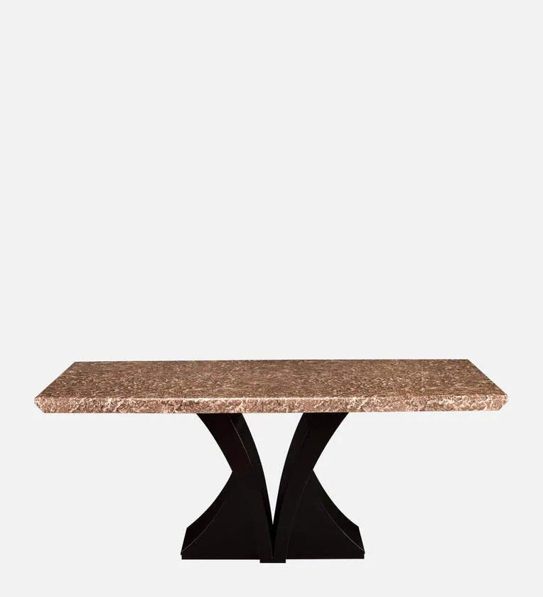 Marble 6 Seater Dining Sets In Brown & Gold Finish