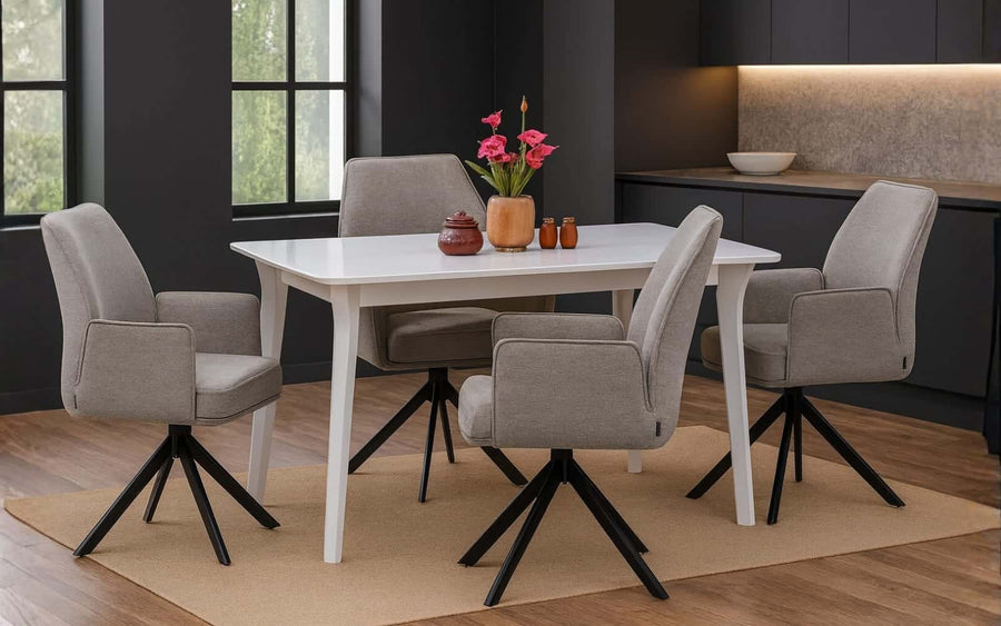 Genting Glass 4 Seater Dining Table Set with Chairs