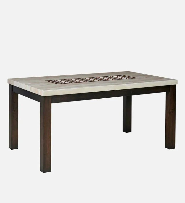 Solid Wood 6 Seater Dining Set In Walnut Finish with Bench