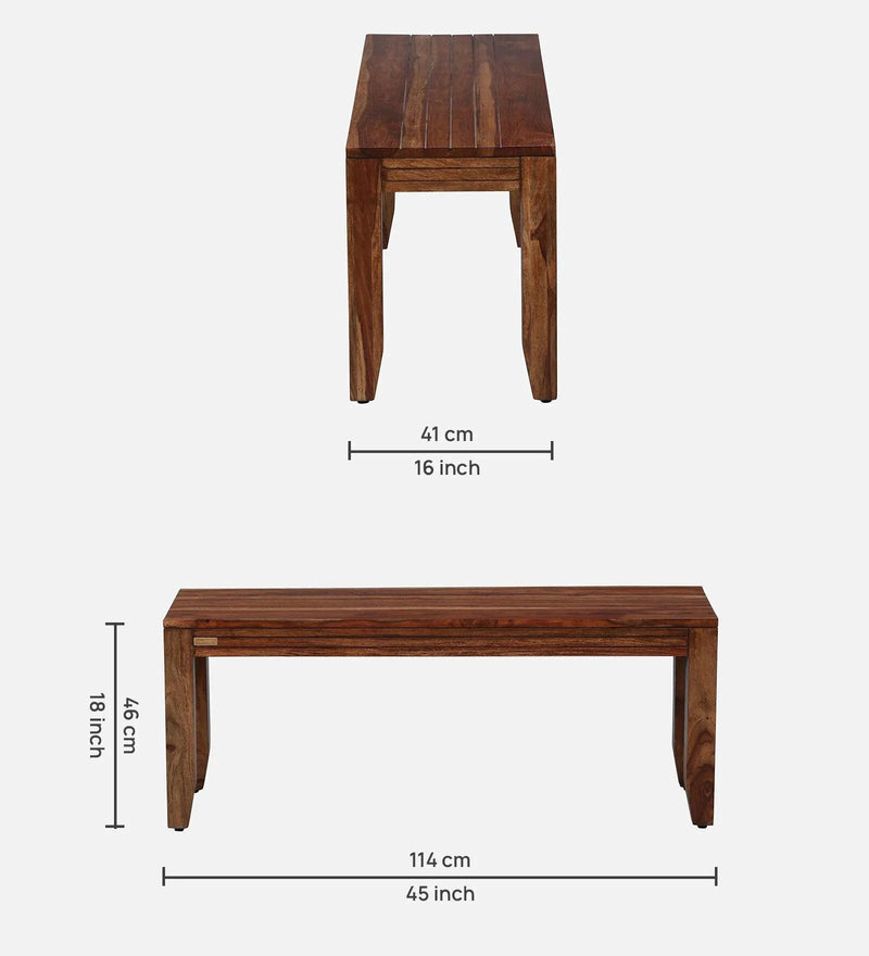 Solid Wood 6 Seater Dining Set in Scratch Resistant Rustic Teak Finish with Bench