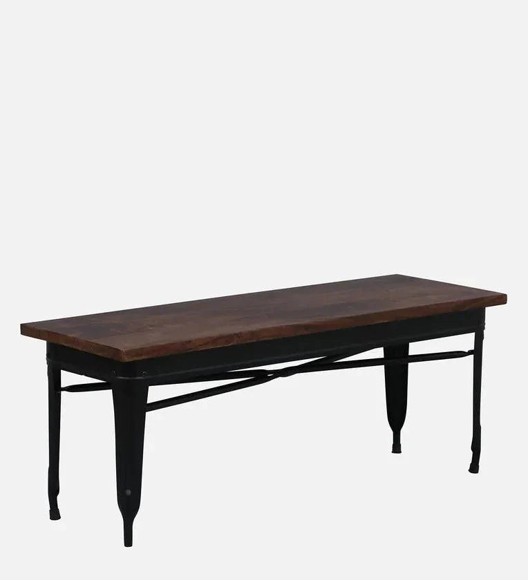 Metal 6 Seater Dining Set In Scratch Resistant Black Colour With Bench