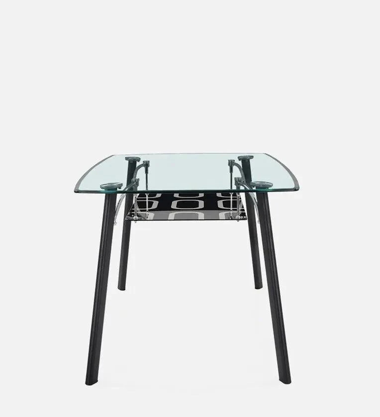 Glass Top 6 Seater Dining Set In Black Colour