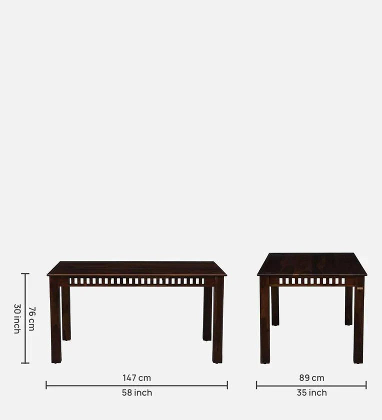 Sheesham Wood 6 Seater Dining Set In Scratch Resistant Provincial Teak Finish