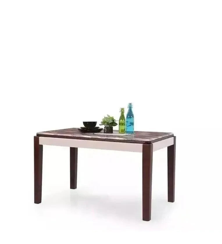 Marble Top 4 Seater Dining Set in Grey & Brown Colour
