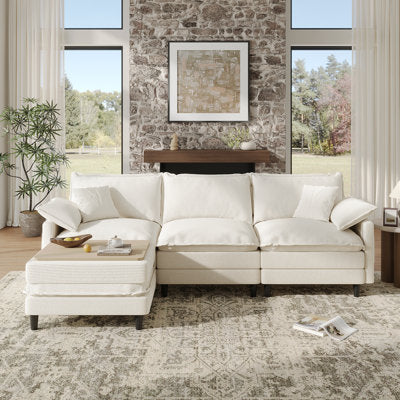 Luxury Arts 108'' L-Shaped Sectional Sofa with Ottoman