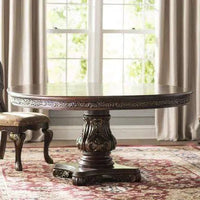 Handicrafts Stylish Look Sheesham Wood Round Shape Dining Table + Upholstered Chair 6 Seater
