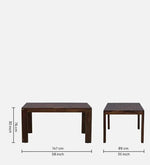 Sheesham Wood 6 Seater Dining Set in Scratch Resistant Provincial Teak Finish with Grey Cushion