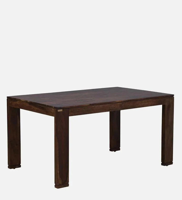 Sheesham Wood 6 Seater Dining Set in Scratch Resistant Provincial Teak Finish with Grey Cushion