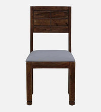 Sheesham Wood 6 Seater Dining Set in Scratch Resistant Provincial Teak Finish with Grey Cushion