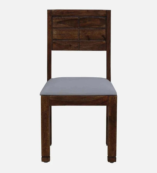 Sheesham Wood 6 Seater Dining Set in Scratch Resistant Provincial Teak Finish with Grey Cushion