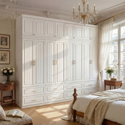 126" W Large Wardrobe with Gold Handles
