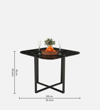 Jenna Metal 4 Seater Dining Set in Black Finish