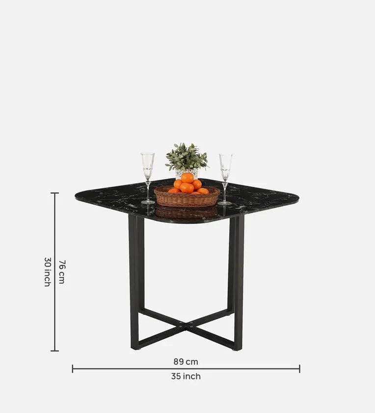 Jenna Metal 4 Seater Dining Set in Black Finish