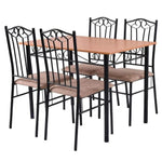 5 Piece Dining Set Wood Metal Table and 4 Chairs Kitchen Breakfast Furniture