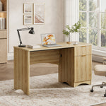 47.24" Fluted Home Office Desk With Drawer And Adjustable Storage Cabinet, Modern Writing & Computer Desk