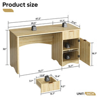 47.24" Fluted Home Office Desk With Drawer And Adjustable Storage Cabinet, Modern Writing & Computer Desk