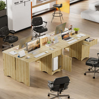 47.24" Fluted Home Office Desk With Drawer And Adjustable Storage Cabinet, Modern Writing & Computer Desk