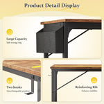 Home Office Computer Desk With LED Lights For Small Spaces, Study Writing Desk With Storage Bag And Headphone Hook