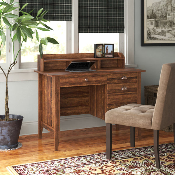 Hambrook 47.2" W Writing Desk with Hutch, All-in-One Computer Desk with File Drawers