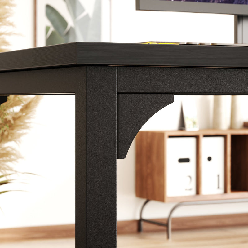 79'' W Rectangle Computer Desk with Power Outlet, Long Double Home Office Computer Desks
