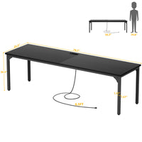 79'' W Rectangle Computer Desk with Power Outlet, Long Double Home Office Computer Desks