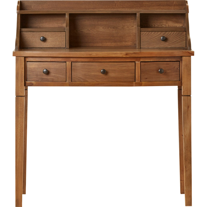 Modern Paignt Writing Desk with Storage Hutch – Solid Wood Frame, Shelves & Cubbies for Home, Office