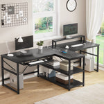 Kolya 94.5" W Two-Person Computer Desk with LED Lights