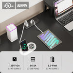 Kolya 94.5" W Two-Person Computer Desk with LED Lights