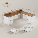 Farmhouse L Shaped Office Desk With Drawers