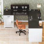 Suter L-Shaped Executive Desk with File Drawer and Power Outlet